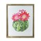 Raz 24" Green and Pink Cactus Decorative Wooden Framed Print Wall Art